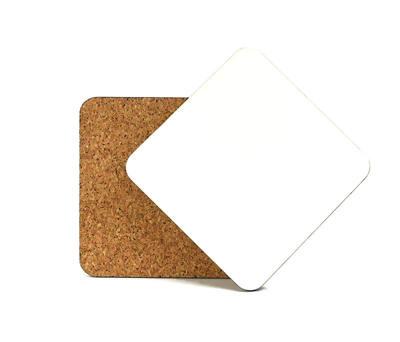 Gloss White Square Coaster with Cork Back Sublimation