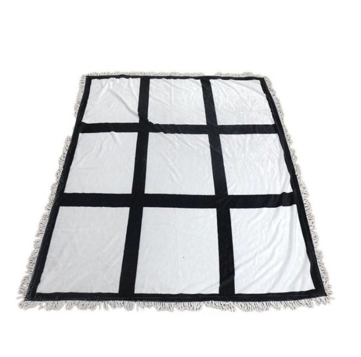 9 Panel Sublimation Blank Throw Blanket with FRINGE 40x60 inches