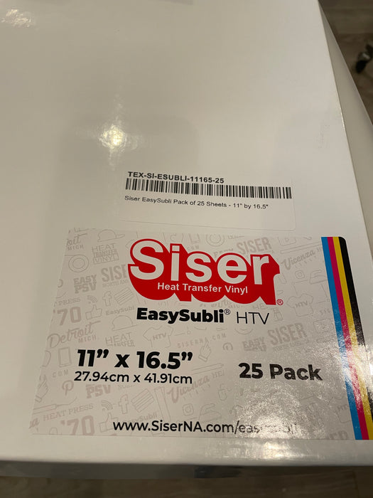 Siser EasySubli HTV - Printable Sublimation Heat Transfer Vinyl 11x16.5 Sheets