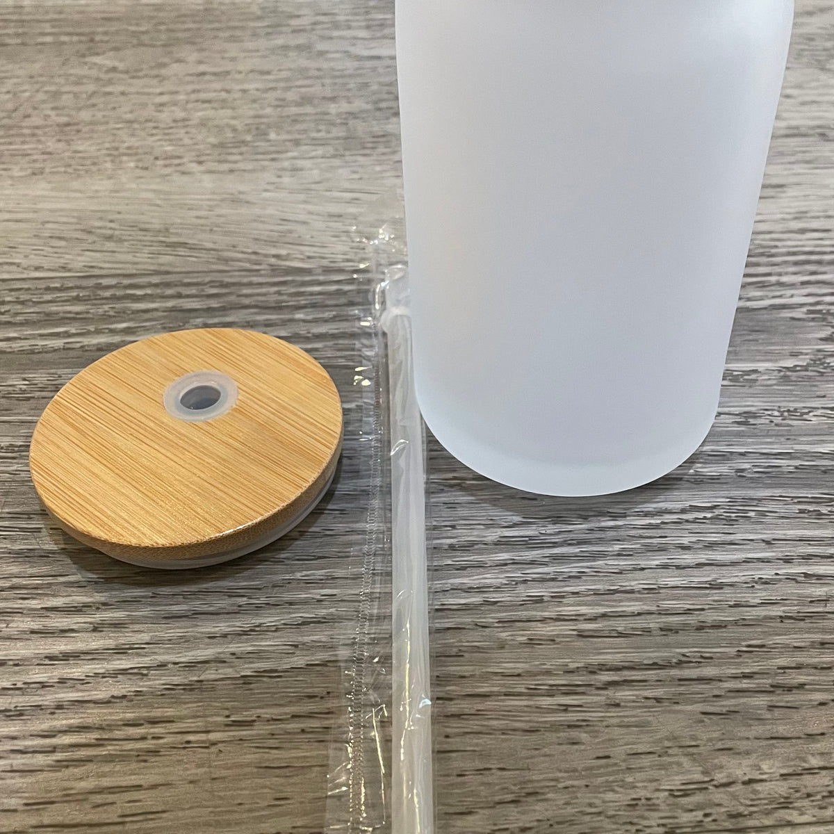 Sublimation Glass Cup with Bamboo lid and Straw– Just Vinyl and Crafts