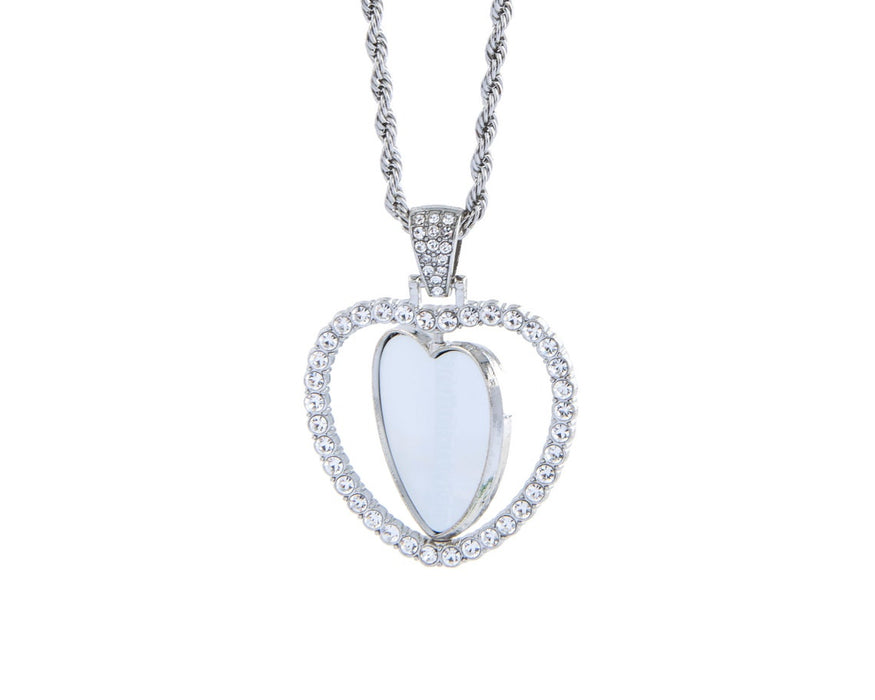 Heart Rotating Blank Sublimation Necklace Blank (Silver)
